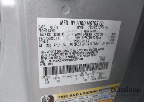 2011 Ford Expedition El Limited z USA, uszkodzony, nr VIN 1FMJK2A59BEF25368